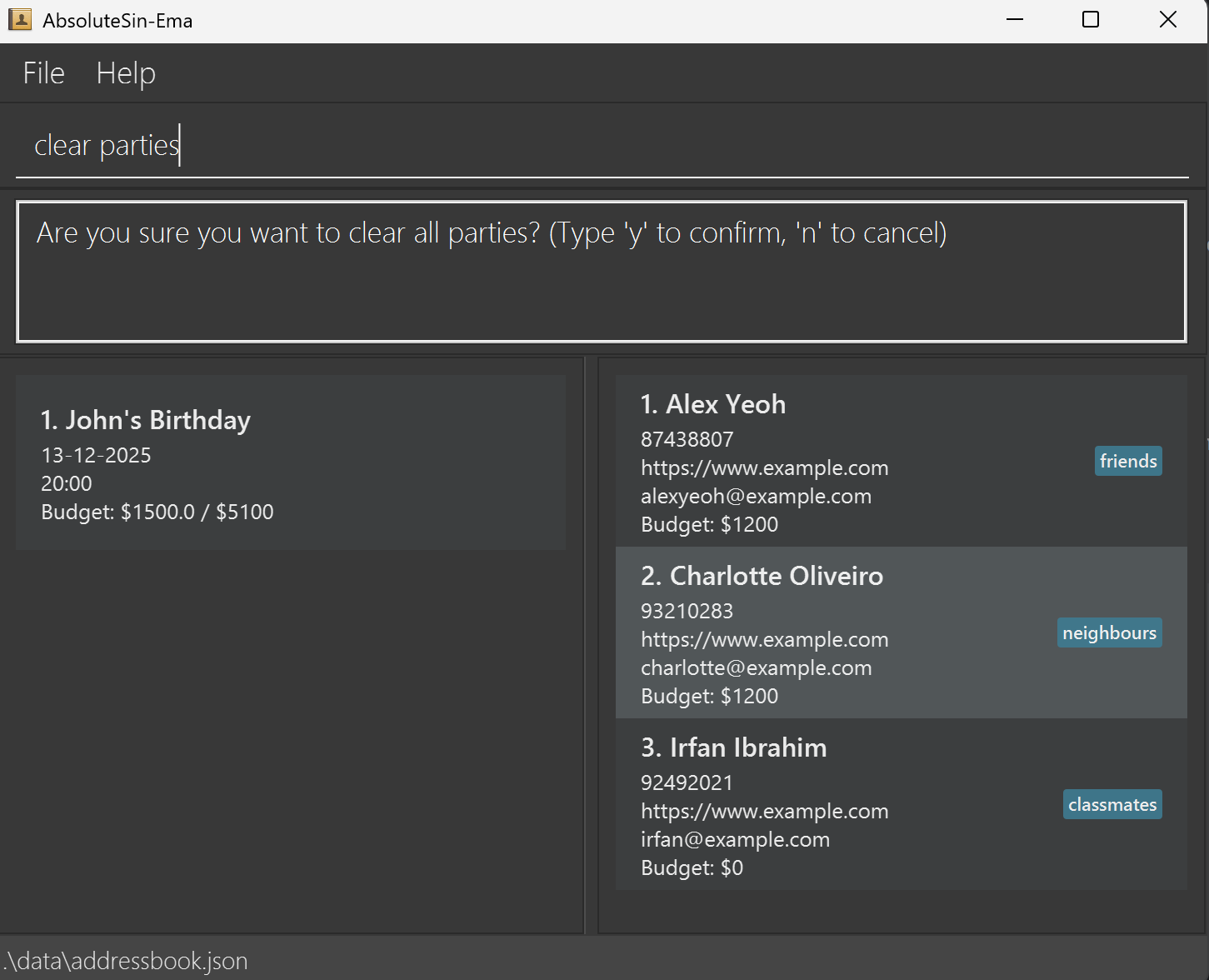 result for 'clearParty1'