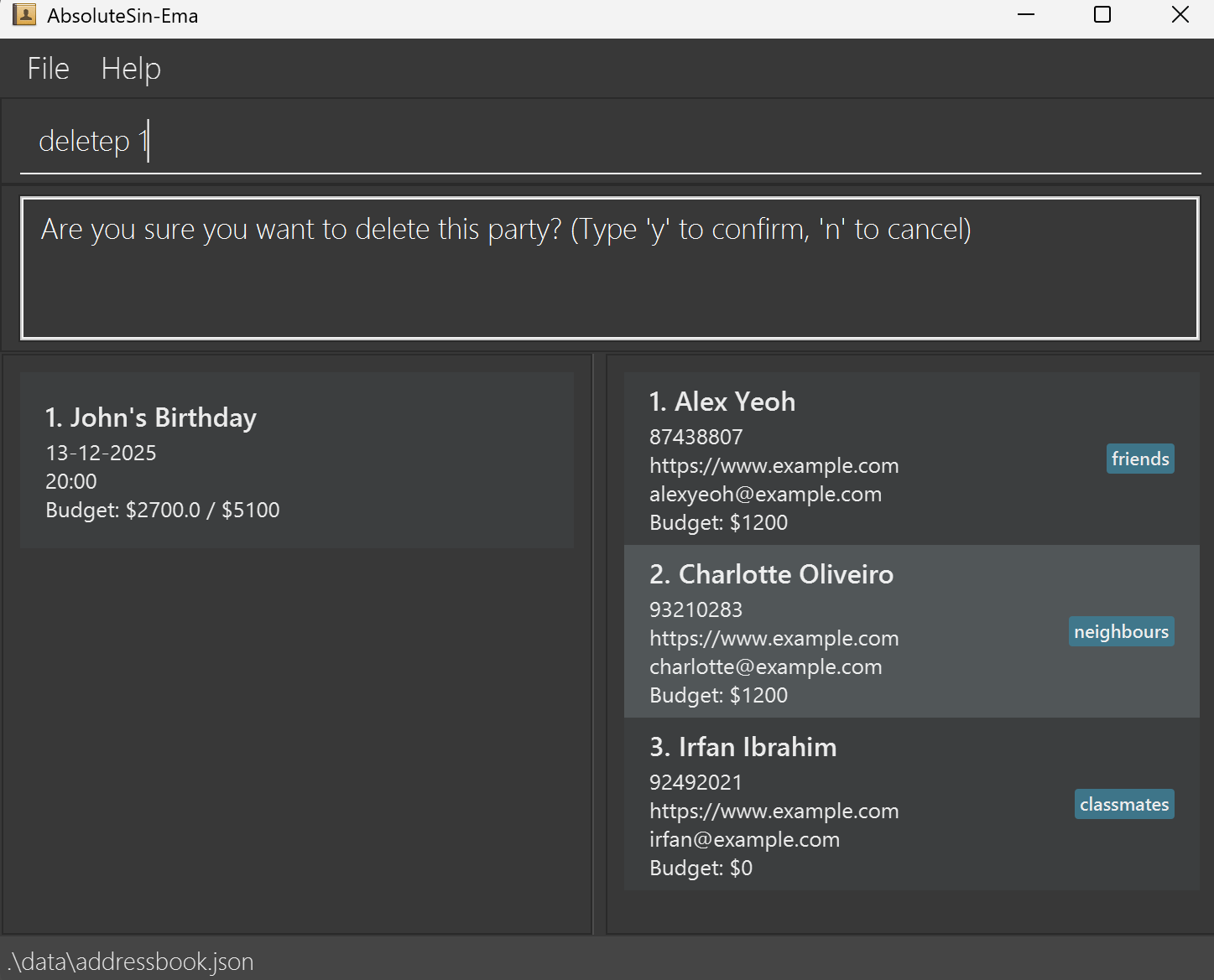 result for 'delParty1'