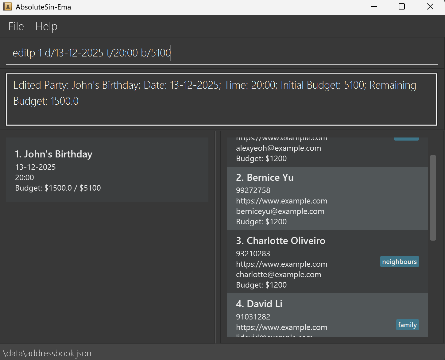 result for 'editParty'